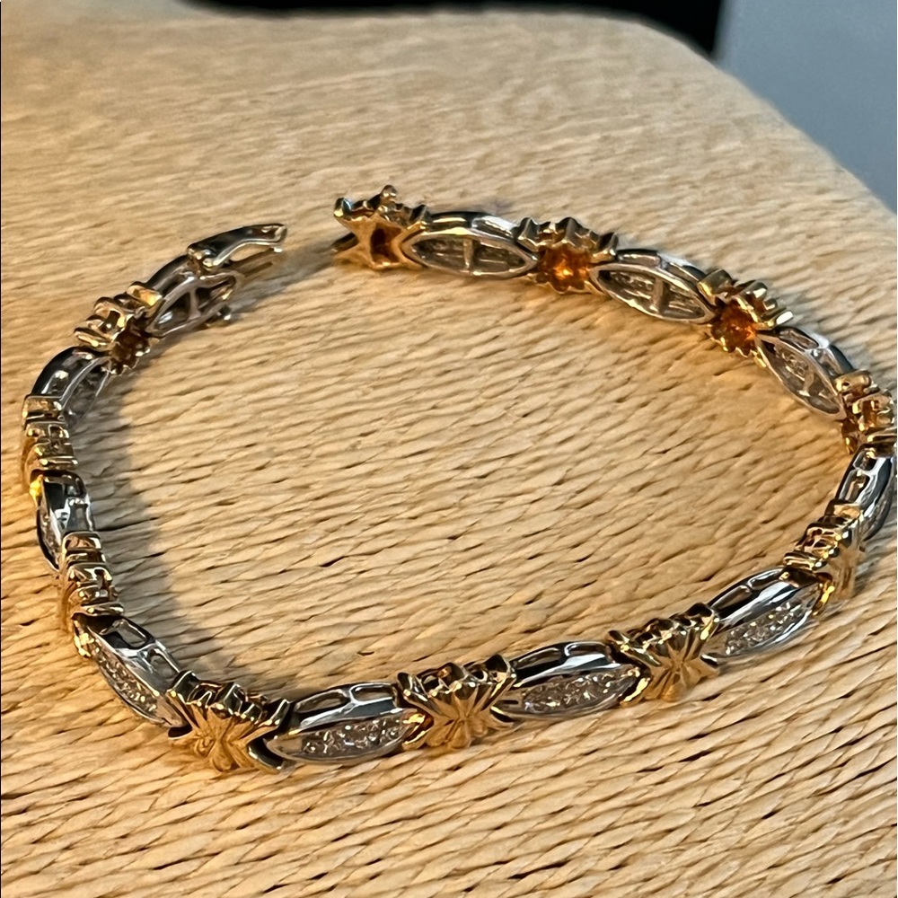 ROGERS & HOLLANDS AUTHENTIC 14K GOLD WHITE DIAMONDS BRACELET